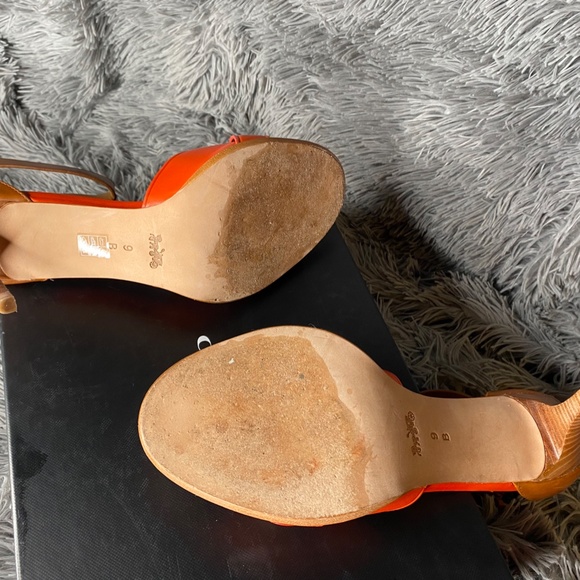 COACH Kathleen Orange and Brown Sandal - Picture 3 of 4